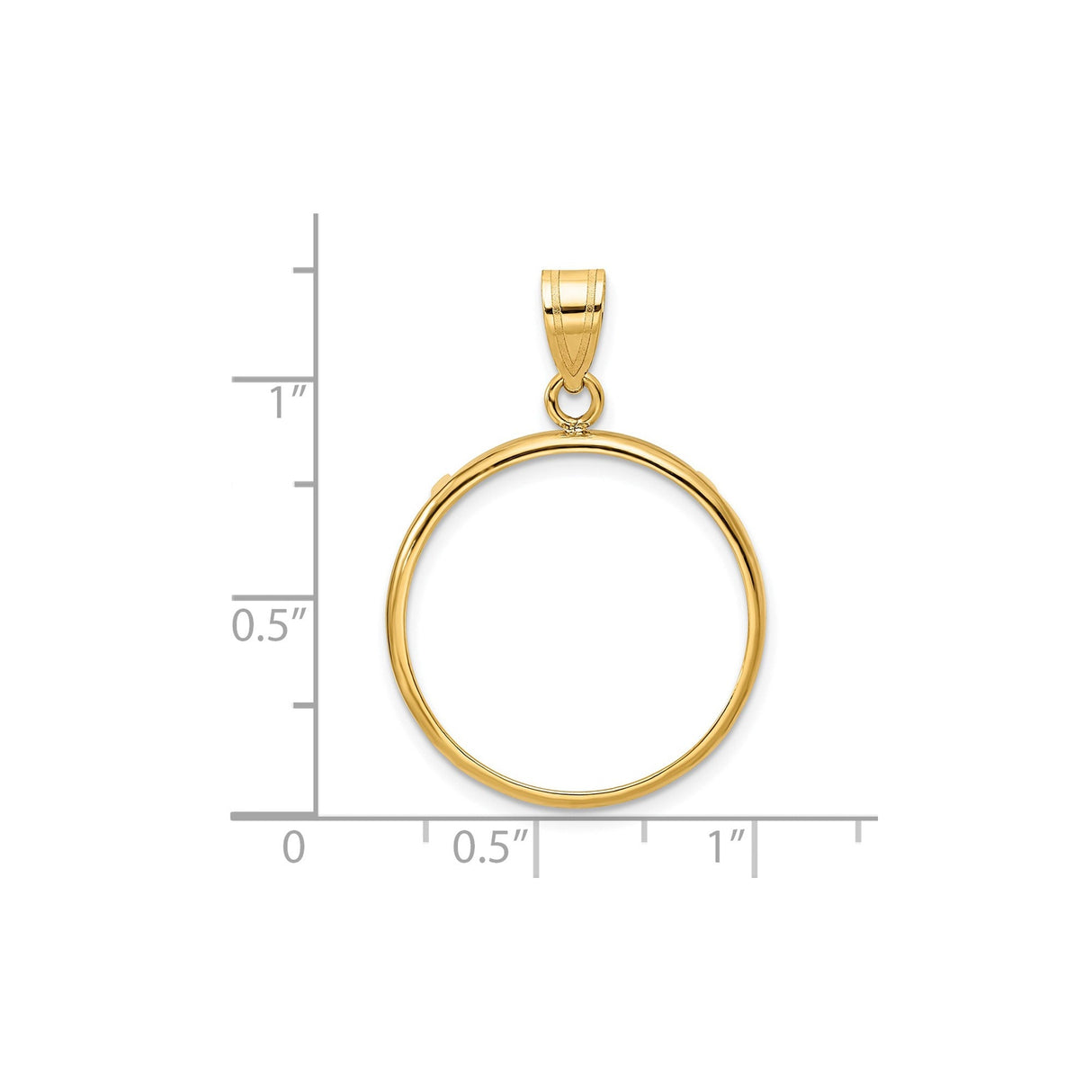 22 mm 14k Yellow Gold coin bezel for 21.6 mm Coin — size reference (ruler)