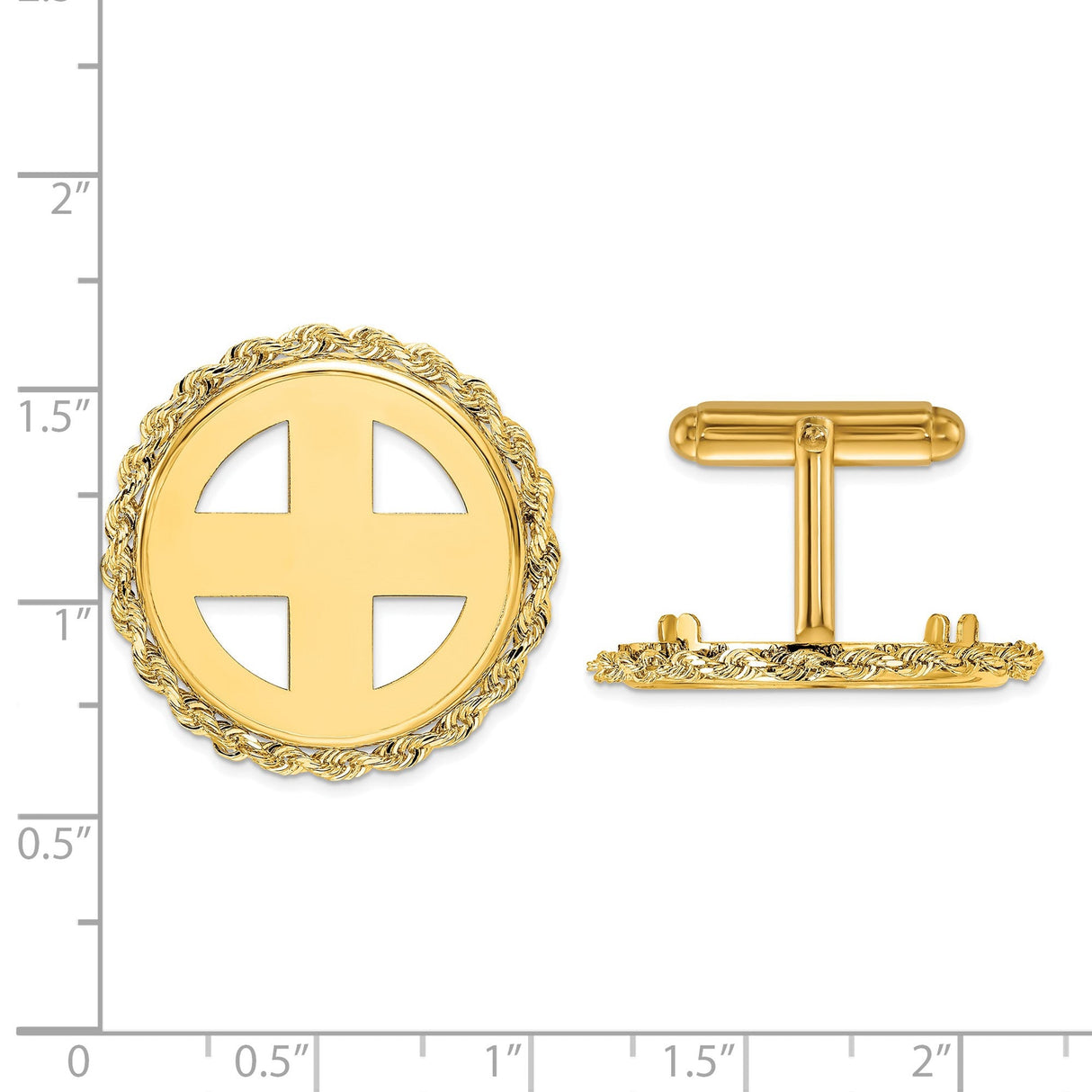 22 mm 14k Yellow Gold coin bezel for 22 mm Coin — size reference (ruler)