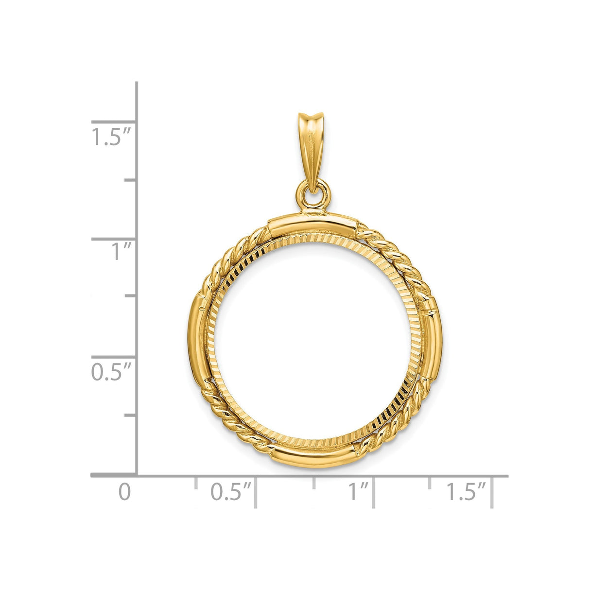 22 mm 14k Yellow Gold coin bezel for 22 mm Coin — size reference (ruler)