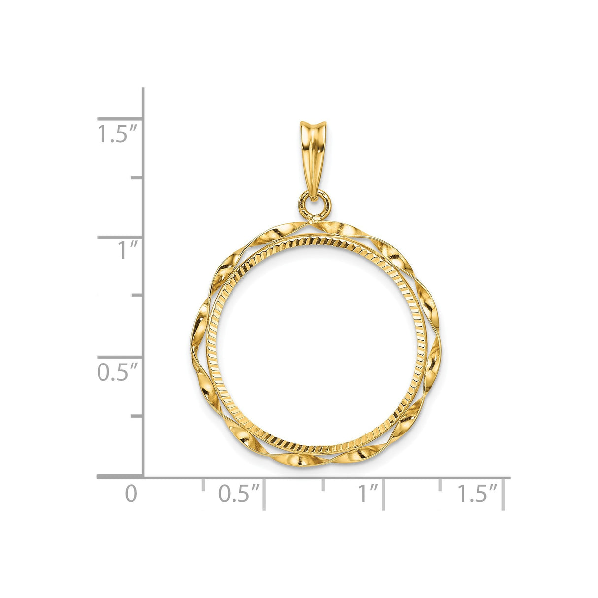 22 mm 14k Yellow Gold coin bezel for 22 mm Coin — size reference (ruler)