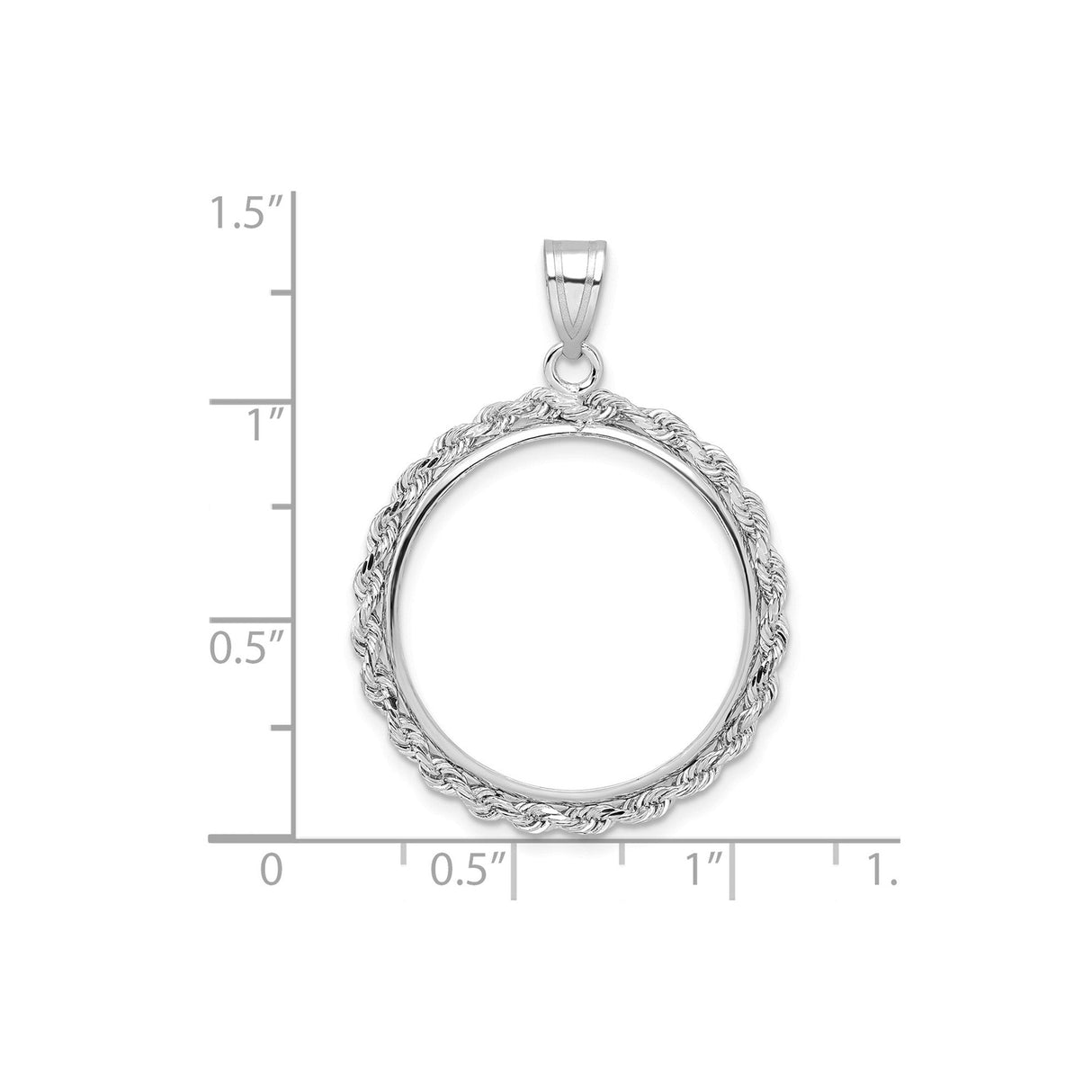 22 mm 14k White Gold coin bezel for 22 mm Coin — size reference (ruler)