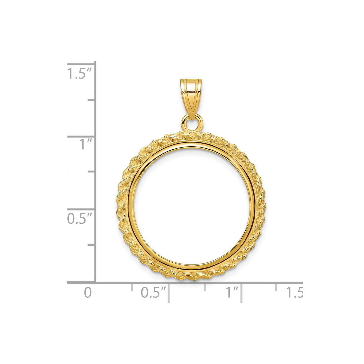 22 mm 14k Yellow Gold coin bezel for 22 mm Coin — size reference (ruler)