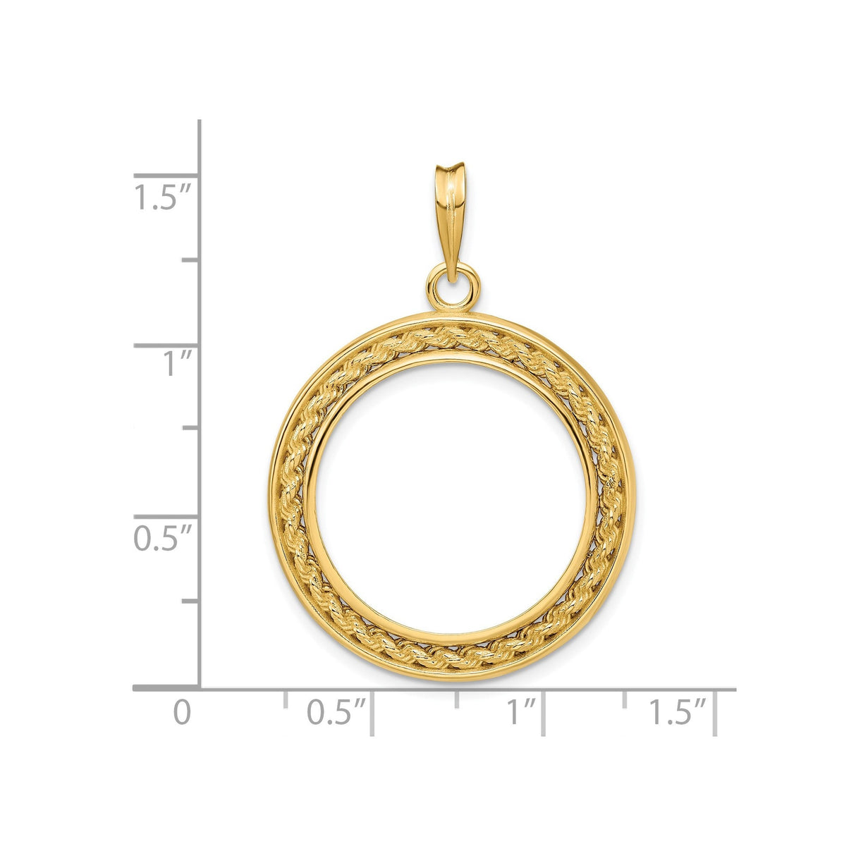 22 mm 14k Yellow Gold coin bezel for 22 mm Coin — size reference (ruler)