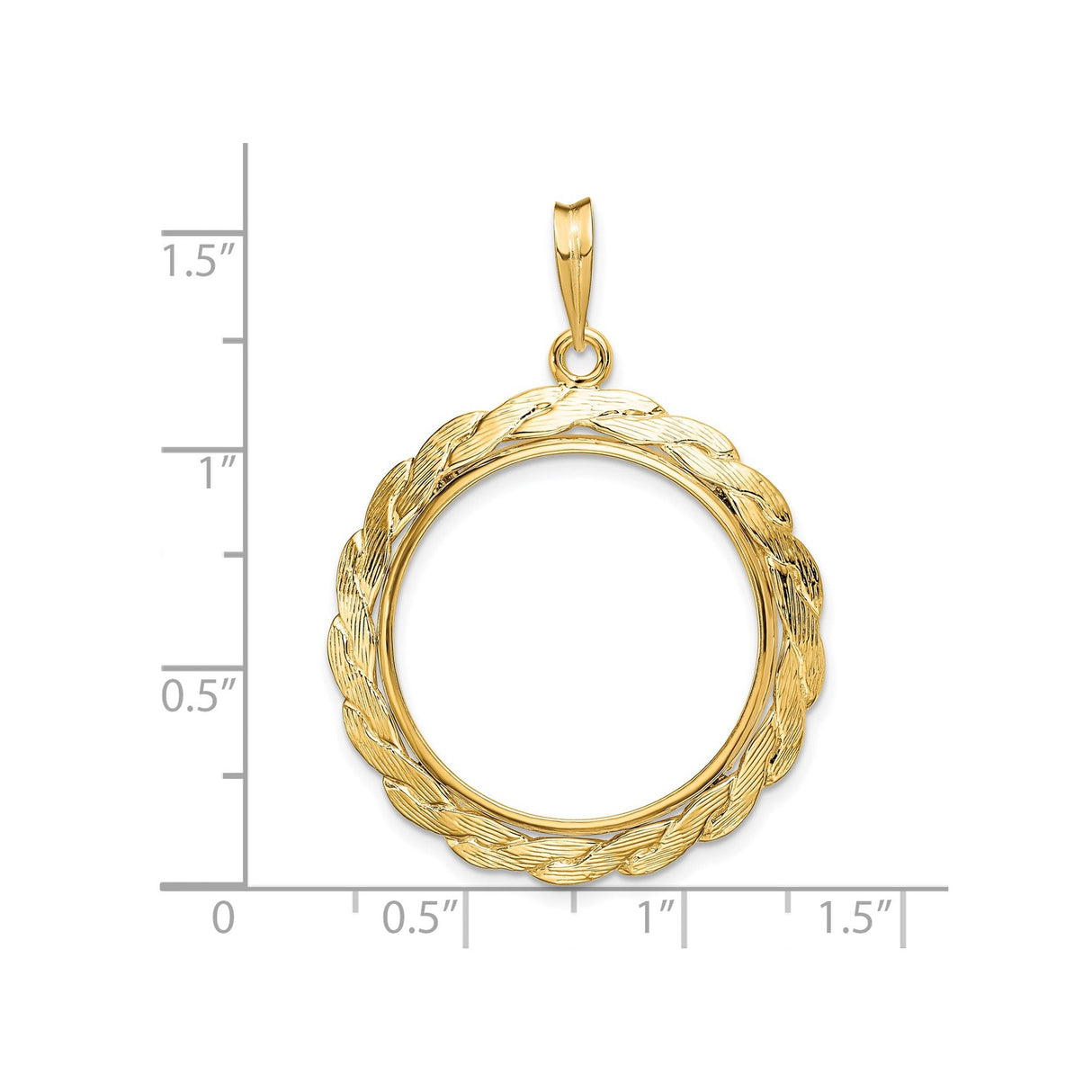 22 mm 14k Yellow Gold coin bezel for 22 mm Coin — size reference (ruler)