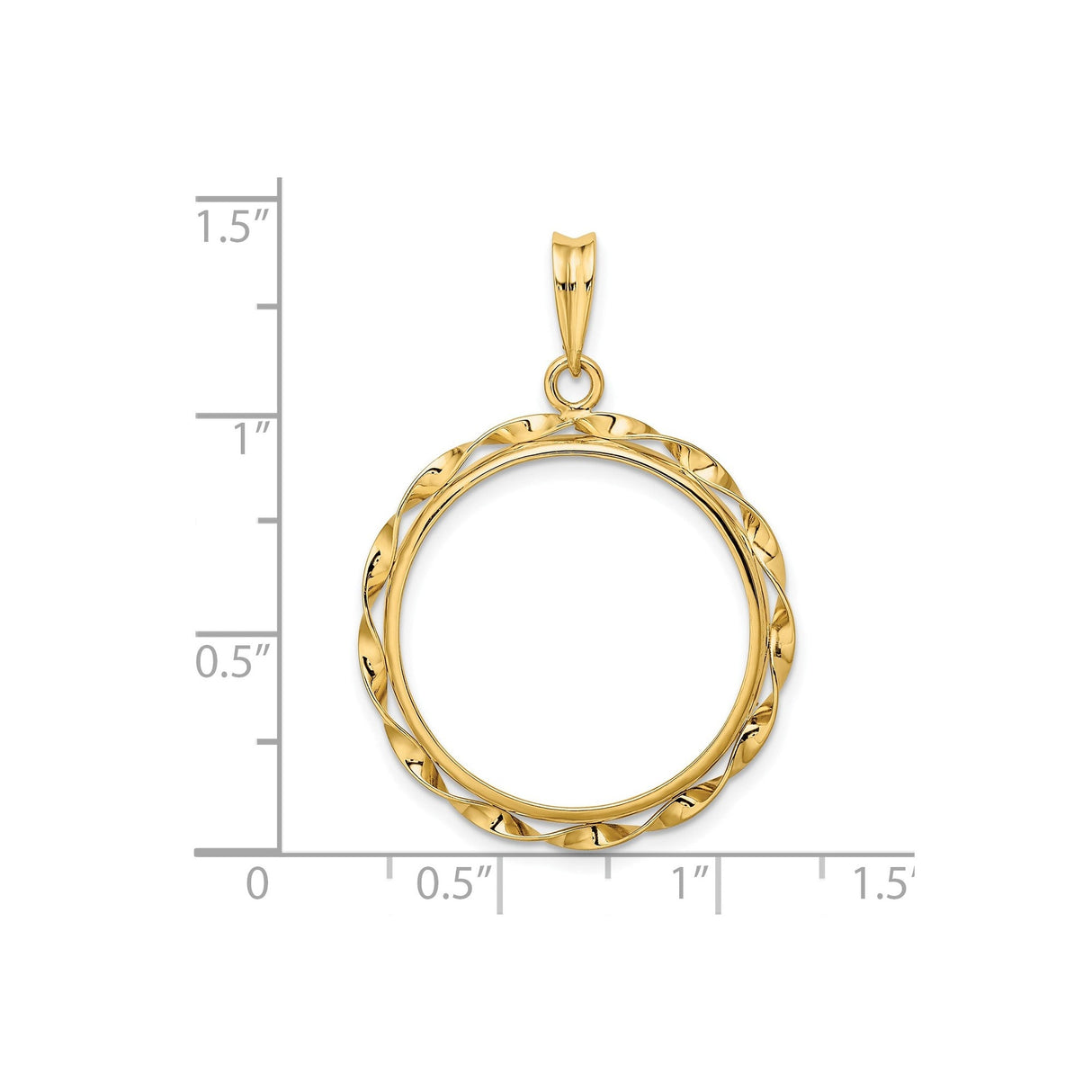 22 mm 14k Yellow Gold coin bezel for 22 mm Coin — size reference (ruler)
