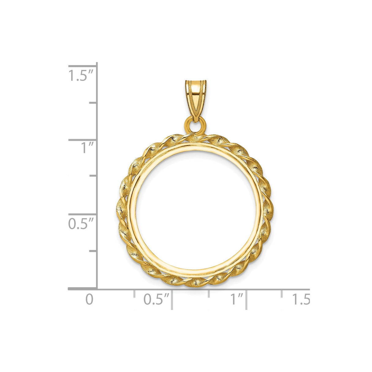 22 mm 14k Yellow Gold coin bezel for 22 mm Coin — size reference (ruler)