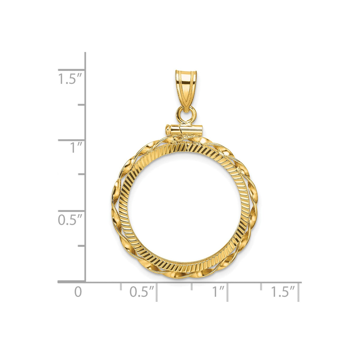 22 mm 14k Yellow Gold coin bezel for 22 mm Coin — size reference (ruler)