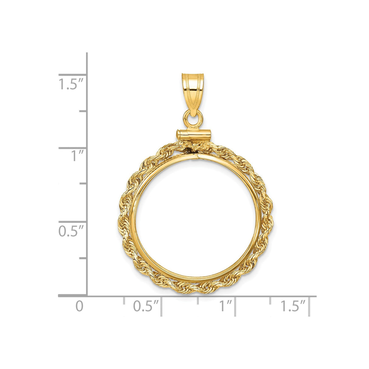 22 mm 14k Yellow Gold coin bezel for 22 mm Coin — size reference (ruler)