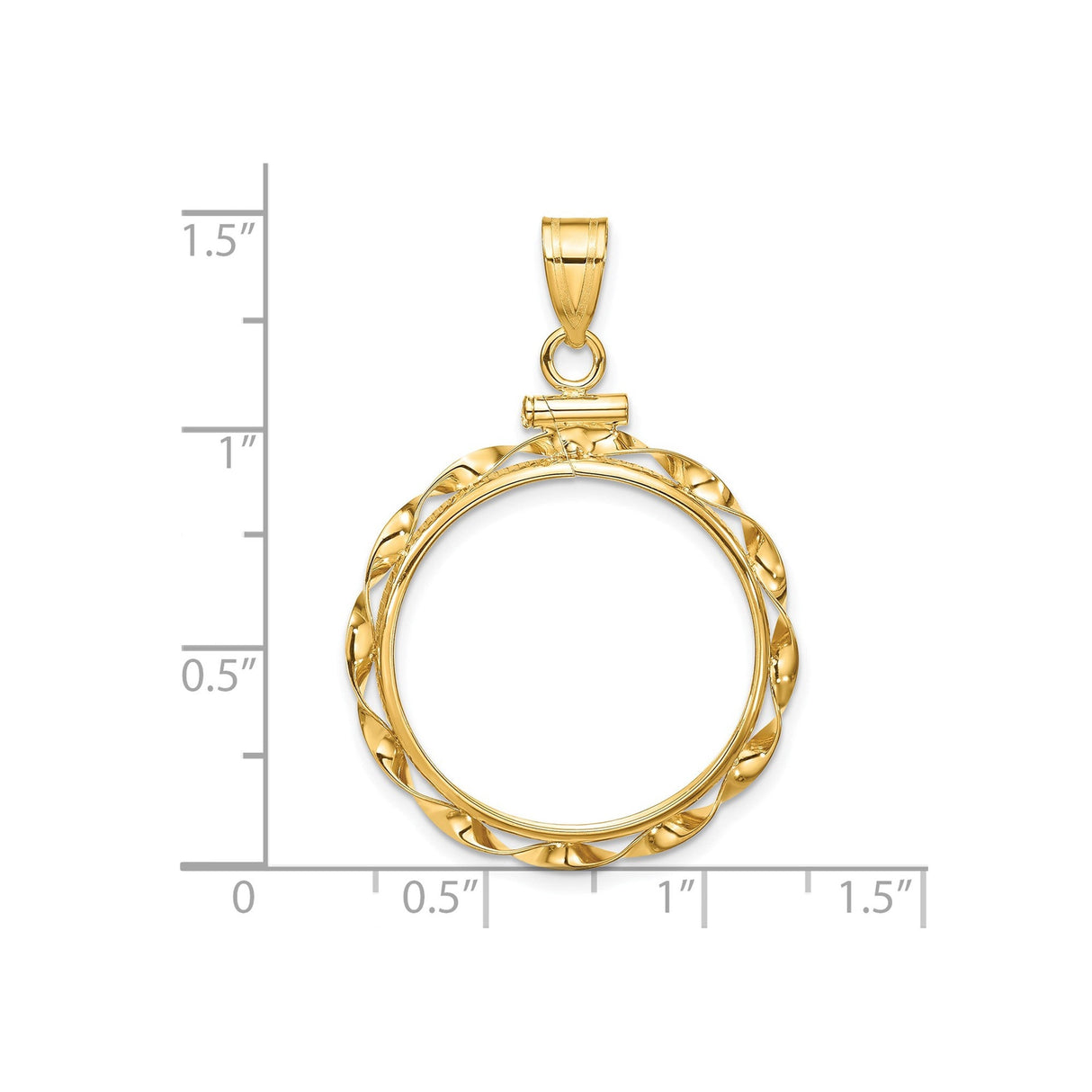 22 mm 14k Yellow Gold coin bezel for 22 mm Coin — size reference (ruler)