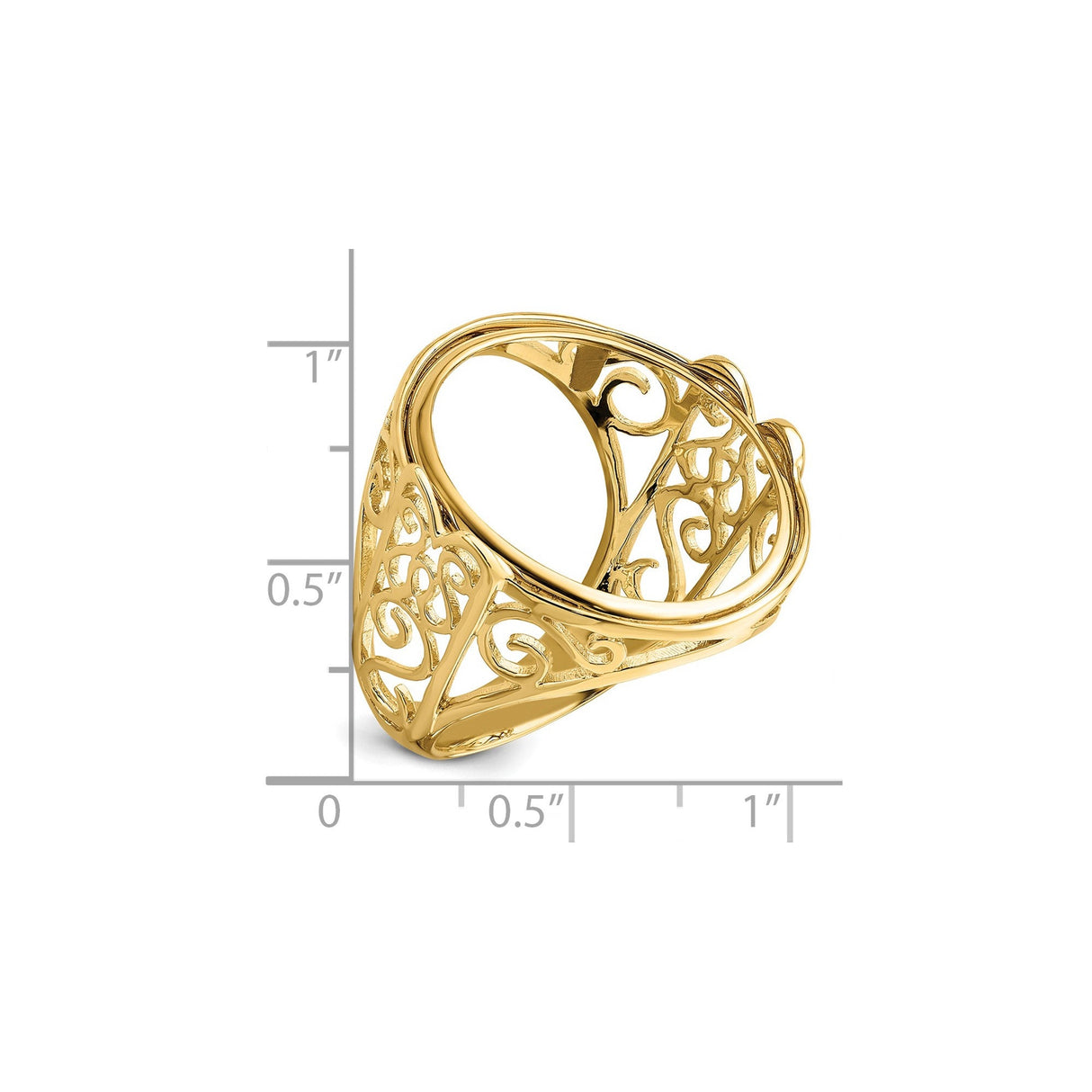 22 mm 14k Yellow Gold coin bezel for 22 mm Coin — size reference (ruler)