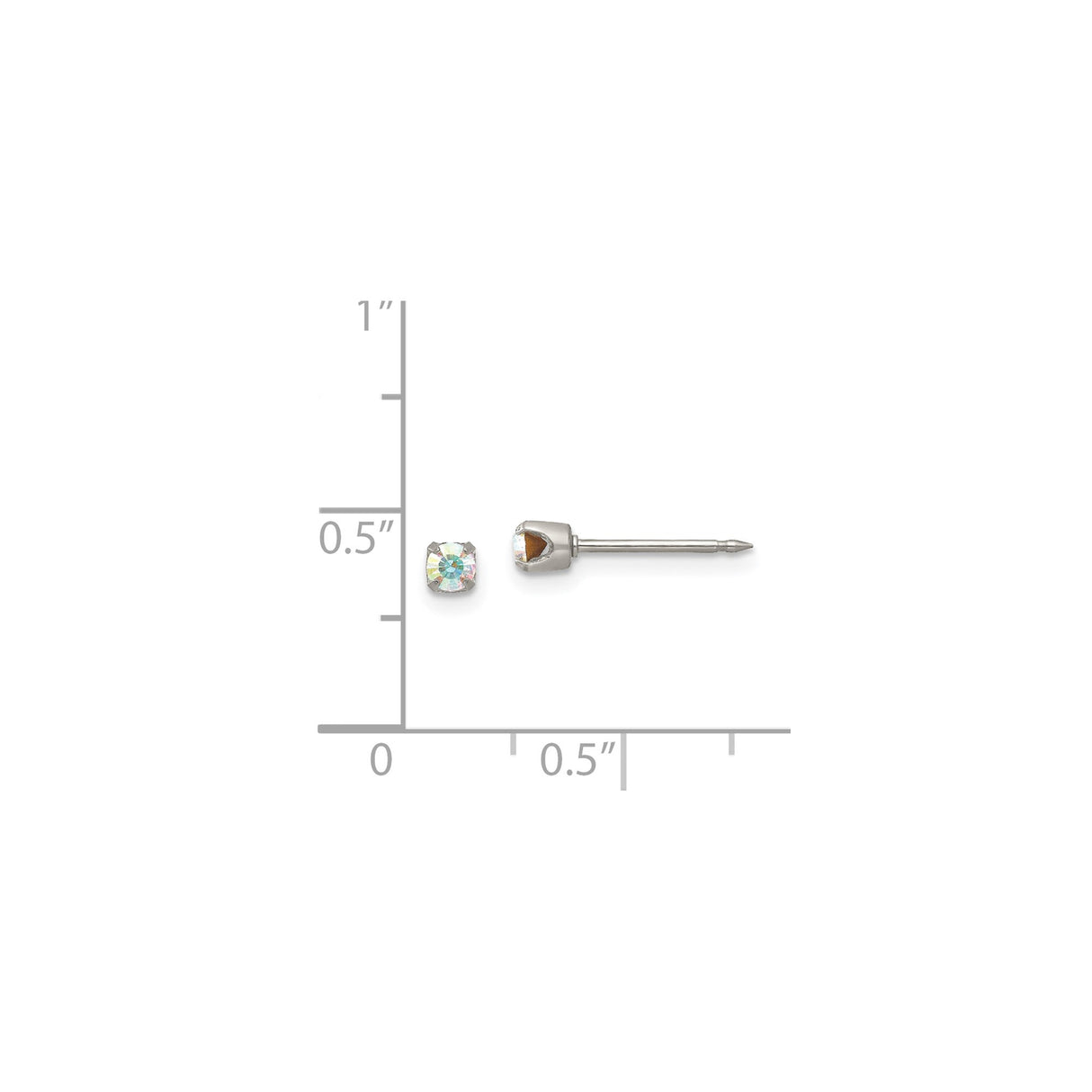 Stainless Steel Stud Earrings with Prong-Set Iridescent Cubic Zirconia, Hypoallergenic Minimalist Design