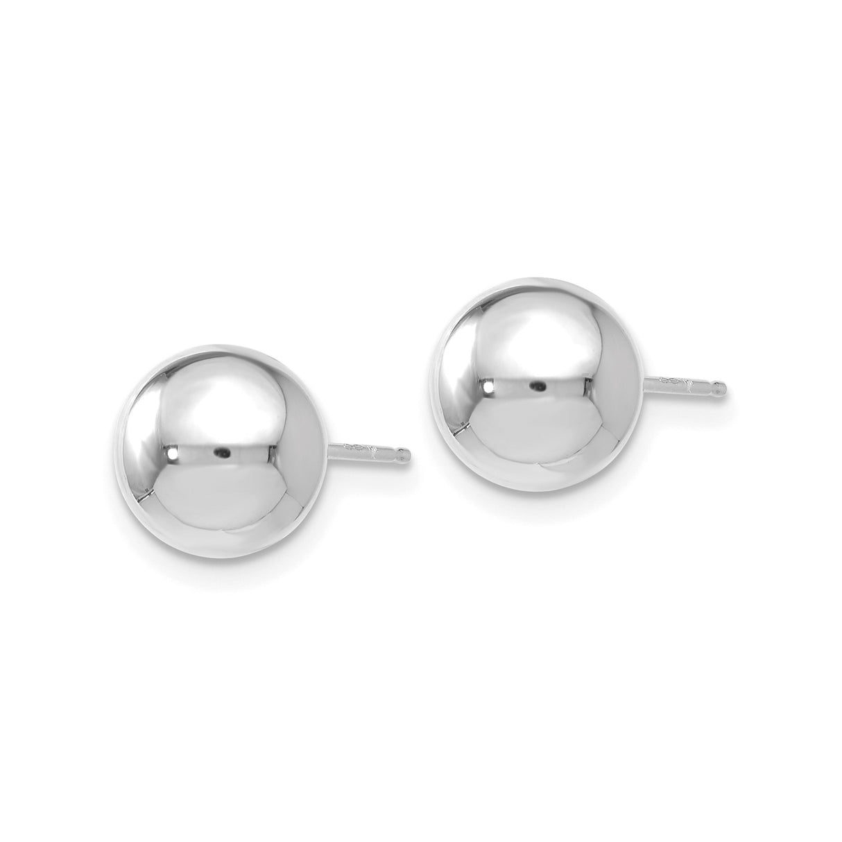 14k White Gold Ball Stud Earrings, Polished Sphere Design, Minimalist Style for Women