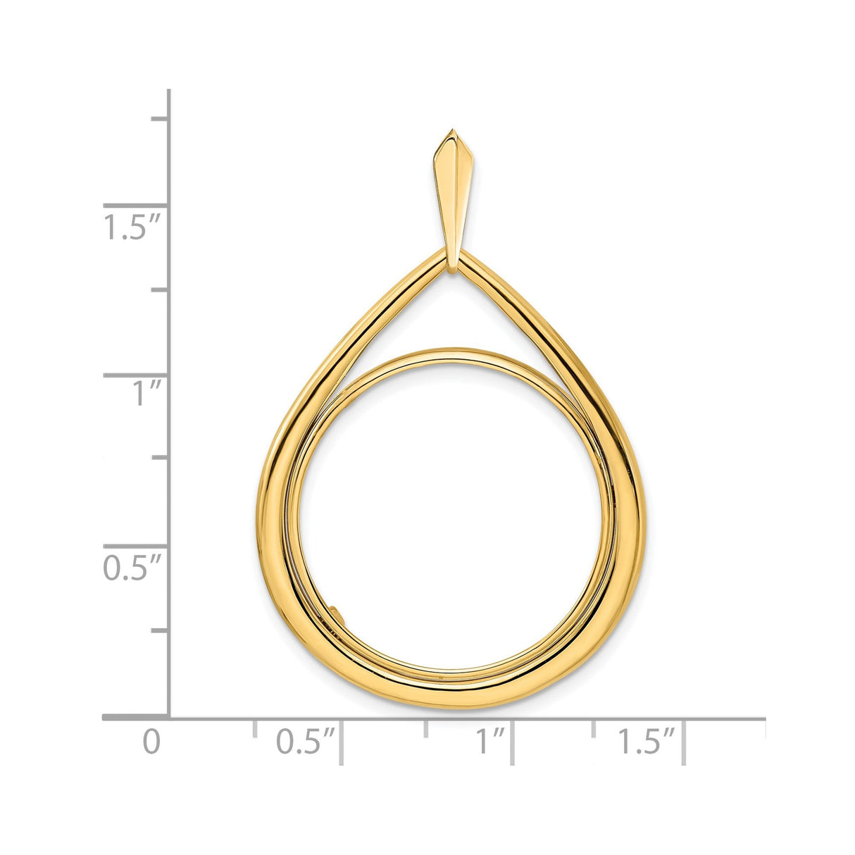 25 mm 14k Yellow Gold coin bezel for 25 mm Coin — size reference (ruler)