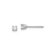 14k White Gold Stud Earrings with Round Cut White Gemstones, Classic Four Prong Setting