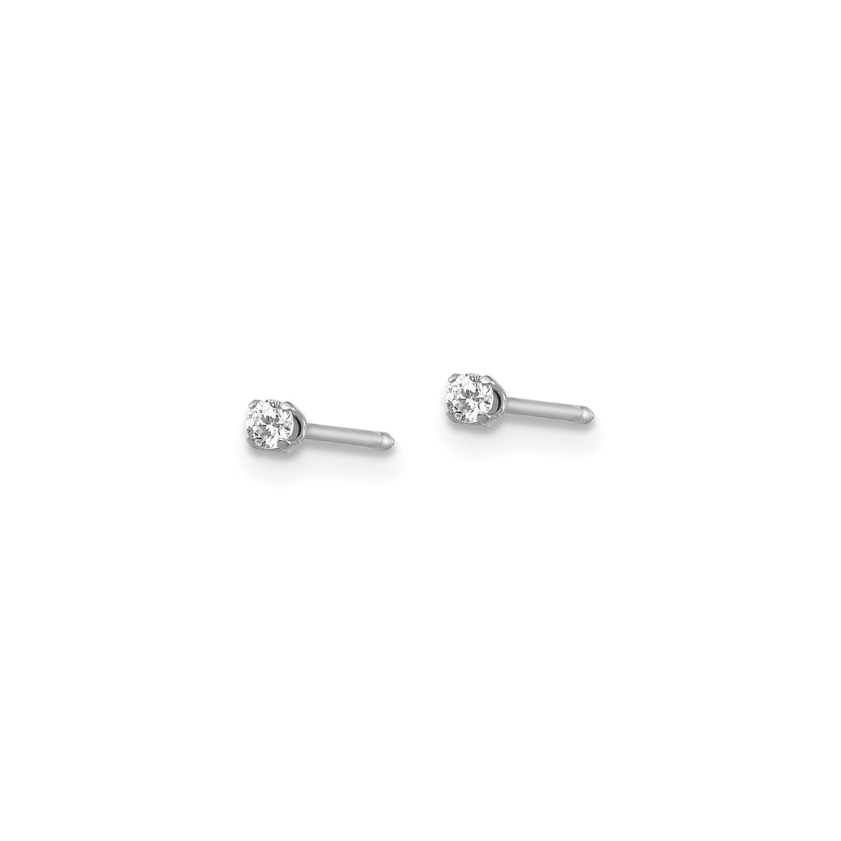 14k White Gold Single Diamond Stud Earring, Round Cut, Prong Set, Minimalist Solitaire Design