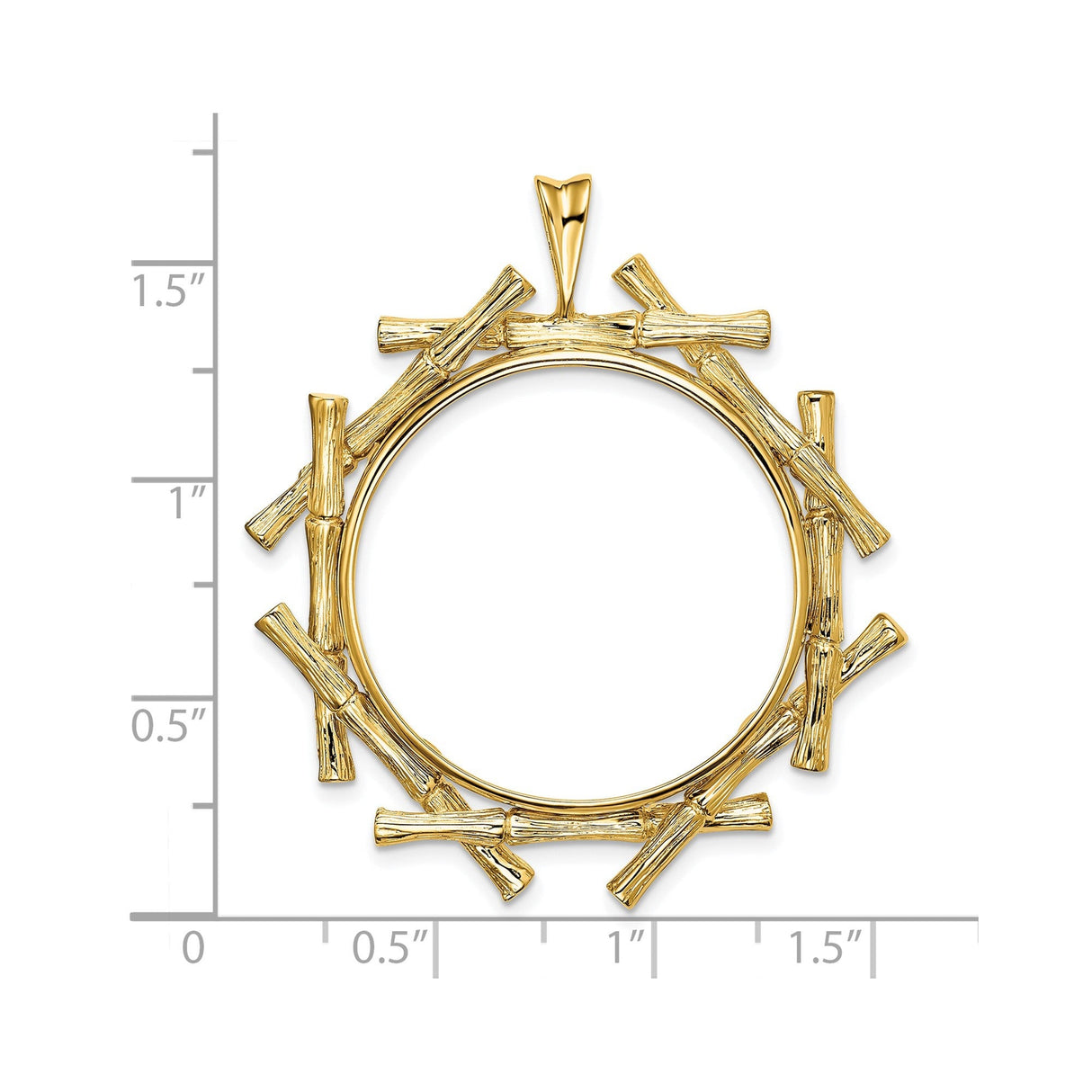 27 mm 14k Yellow Gold coin bezel for 27 mm Coin — size reference (ruler)