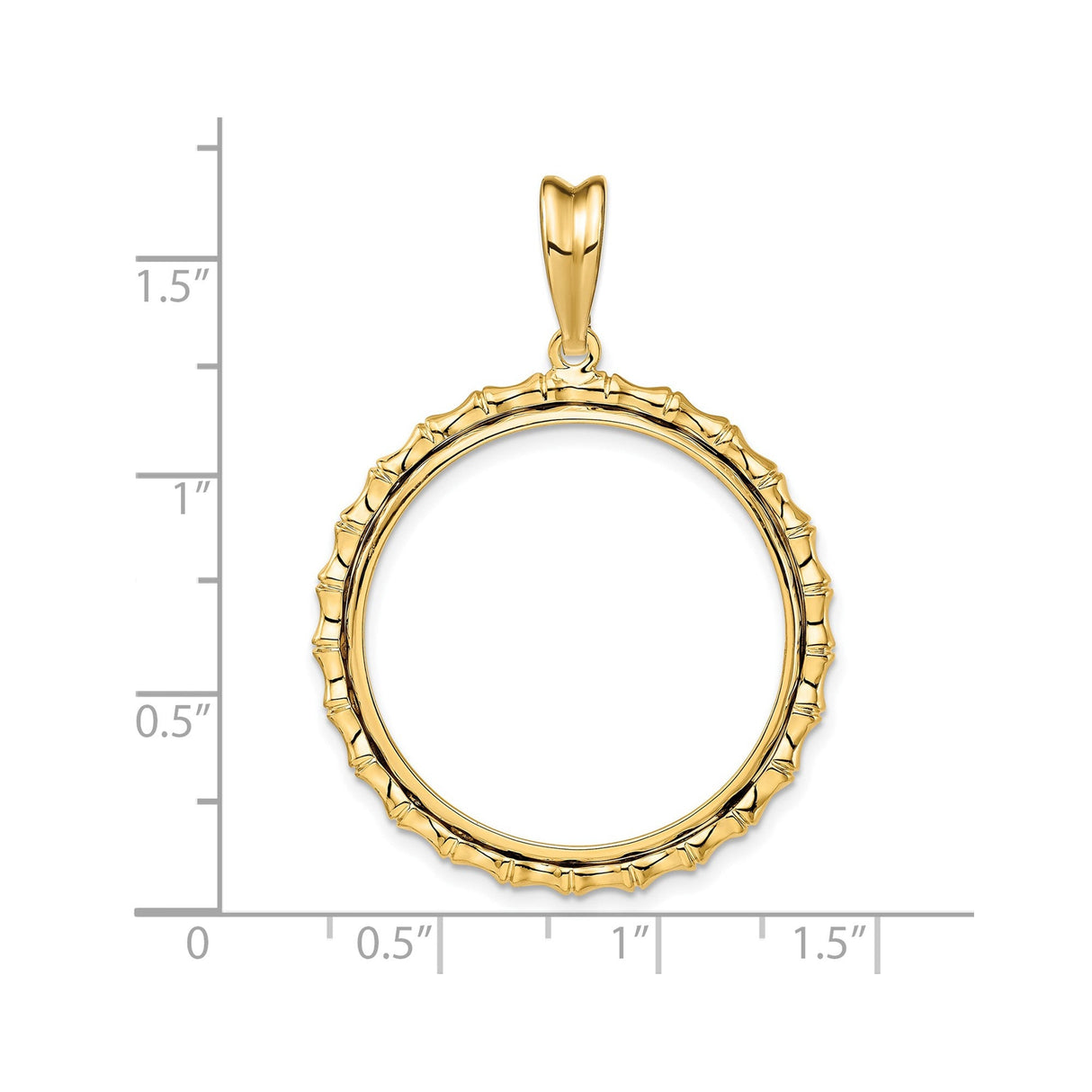 27 mm 14k Yellow Gold coin bezel for 27 mm Coin — size reference (ruler)