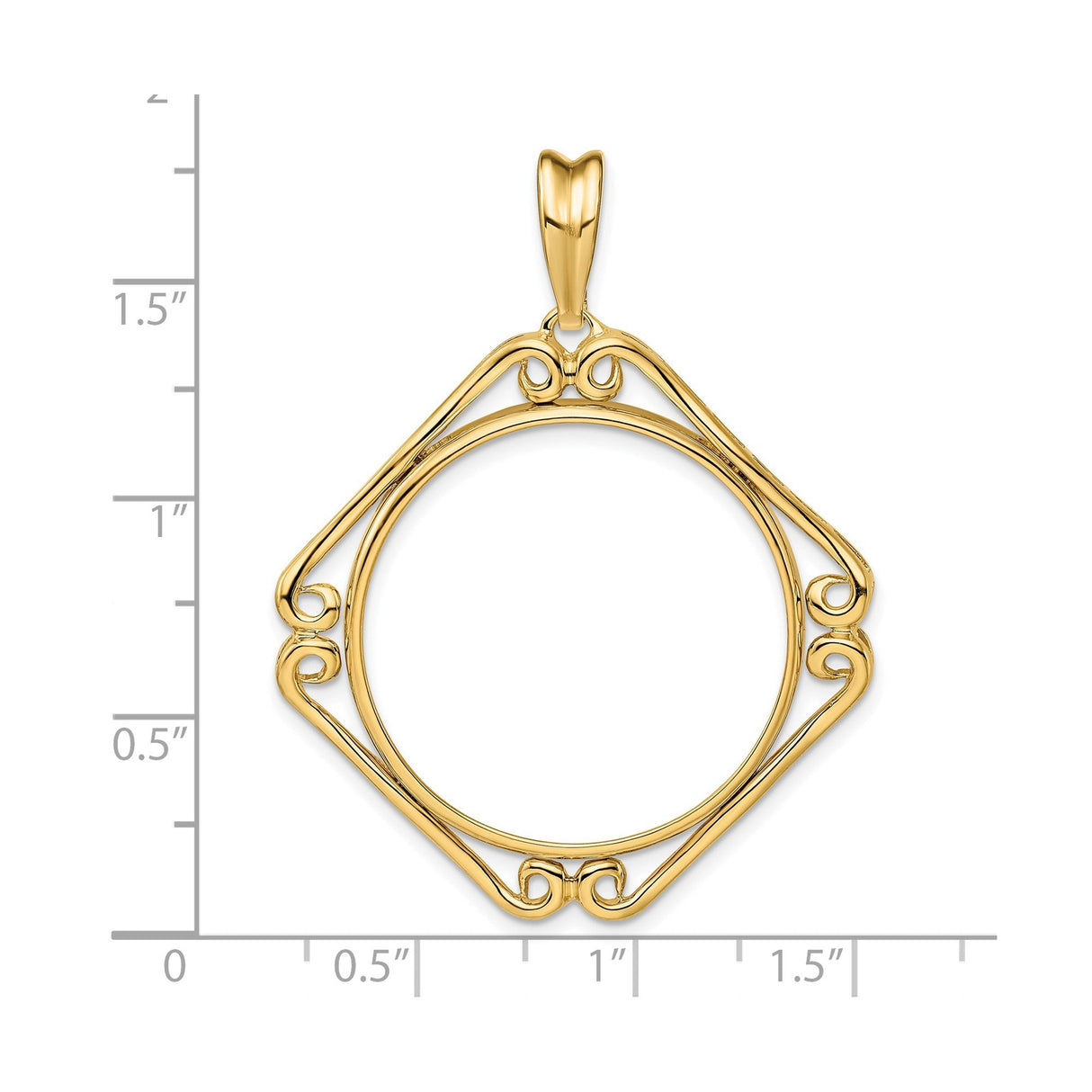 27 mm 14k Yellow Gold coin bezel for 27 mm Coin — size reference (ruler)