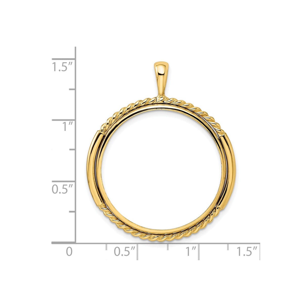 27 mm 14k Yellow Gold coin bezel for 27 mm Coin — size reference (ruler)