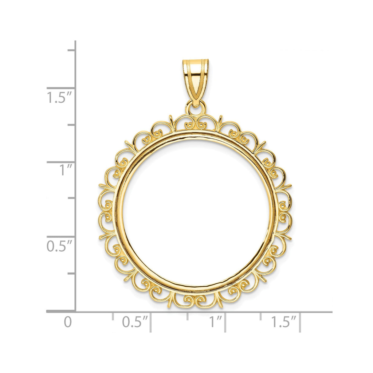 27 mm 14k Yellow Gold coin bezel for 27 mm Coin — size reference (ruler)