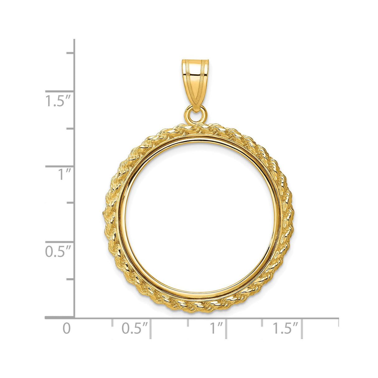 27 mm 14k Yellow Gold coin bezel for 27 mm Coin — size reference (ruler)