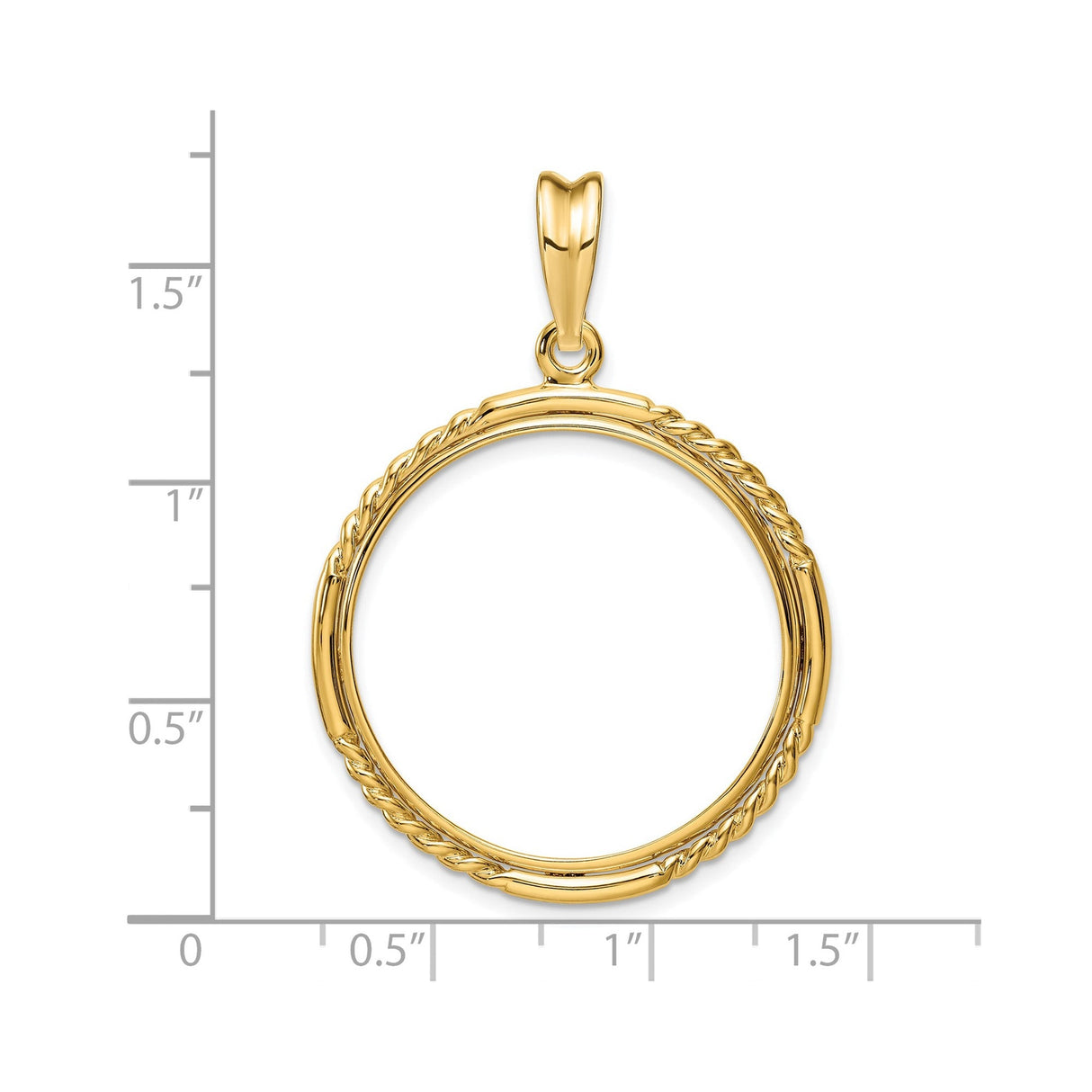 27 mm 14k Yellow Gold coin bezel for 27 mm Coin — size reference (ruler)