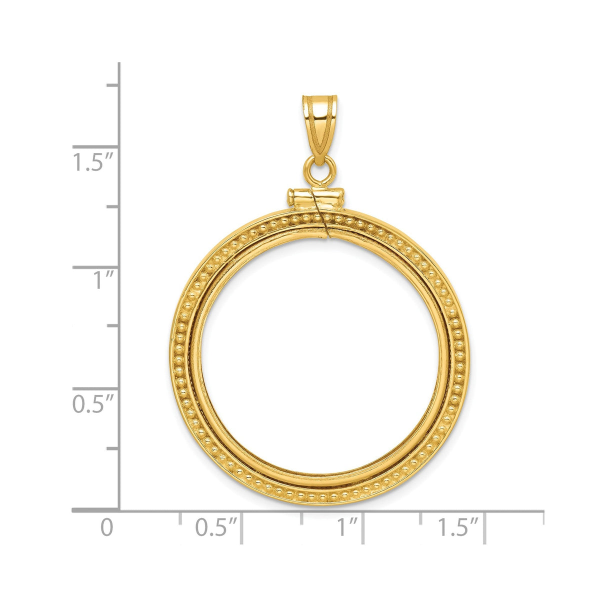 27 mm 14k Yellow Gold coin bezel for 27 mm Coin — size reference (ruler)