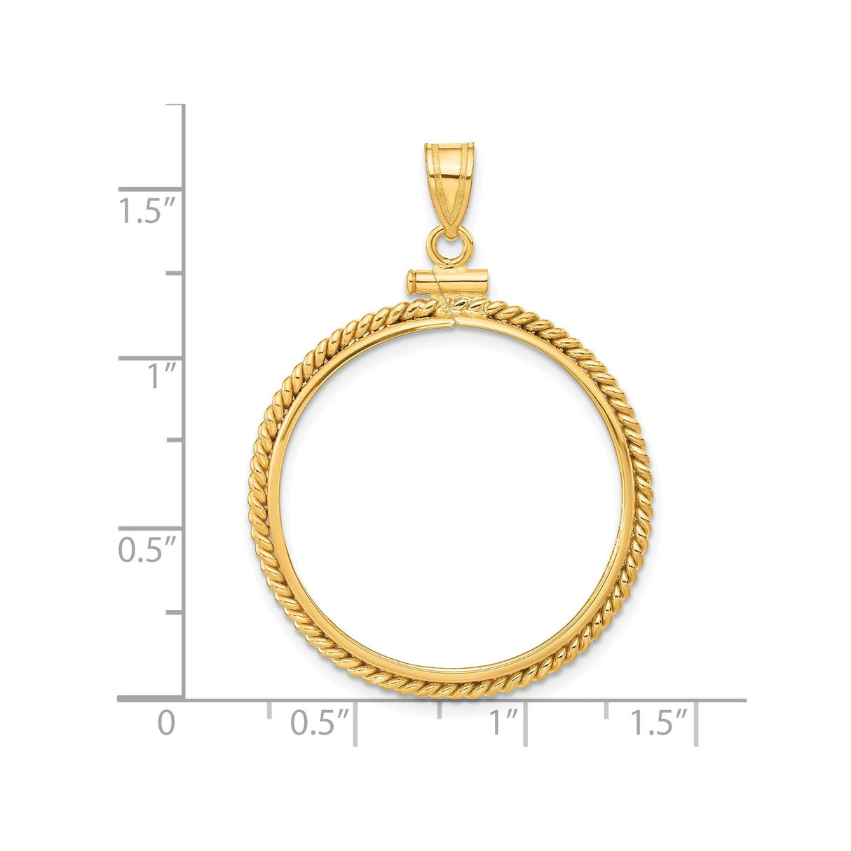 27 mm 14k Yellow Gold coin bezel for 27 mm Coin — size reference (ruler)