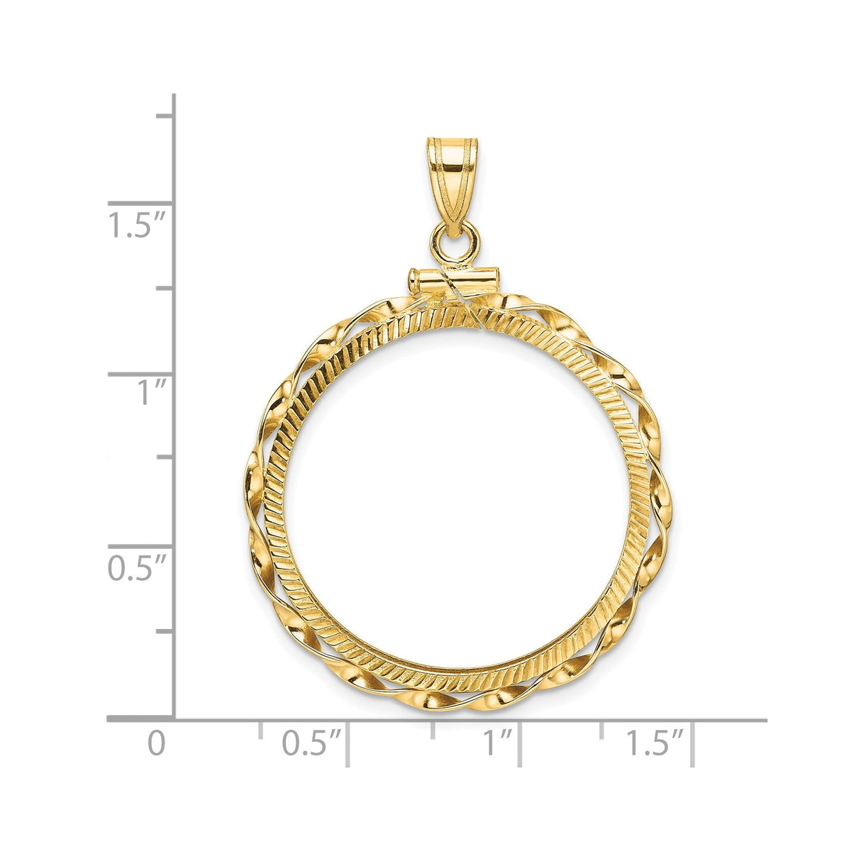 27 mm 14k Yellow Gold coin bezel for 27 mm Coin — size reference (ruler)