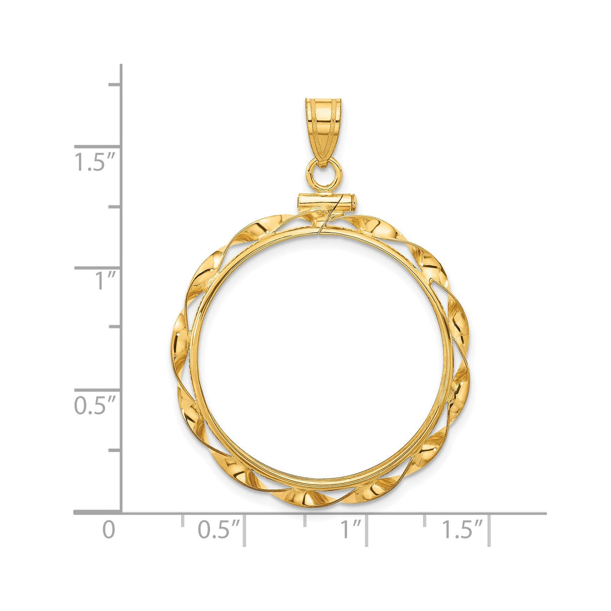 27 mm 14k Yellow Gold coin bezel for 27 mm Coin — size reference (ruler)