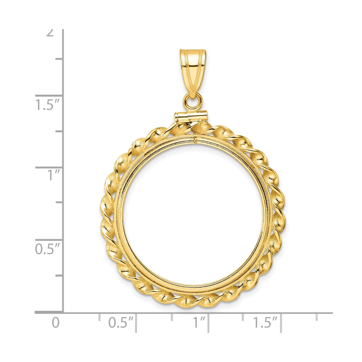 27 mm 14k Yellow Gold coin bezel for 27 mm Coin — size reference (ruler)