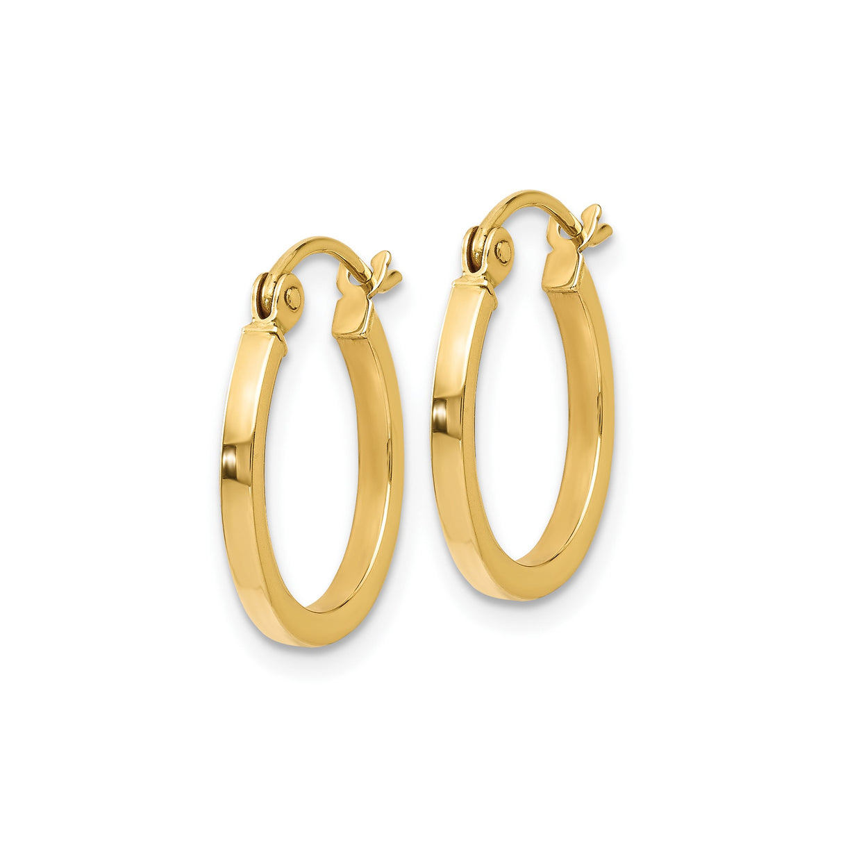 14k Yellow Gold Hoop Earrings, Lightweight Polished Medium Round Hoops for Women