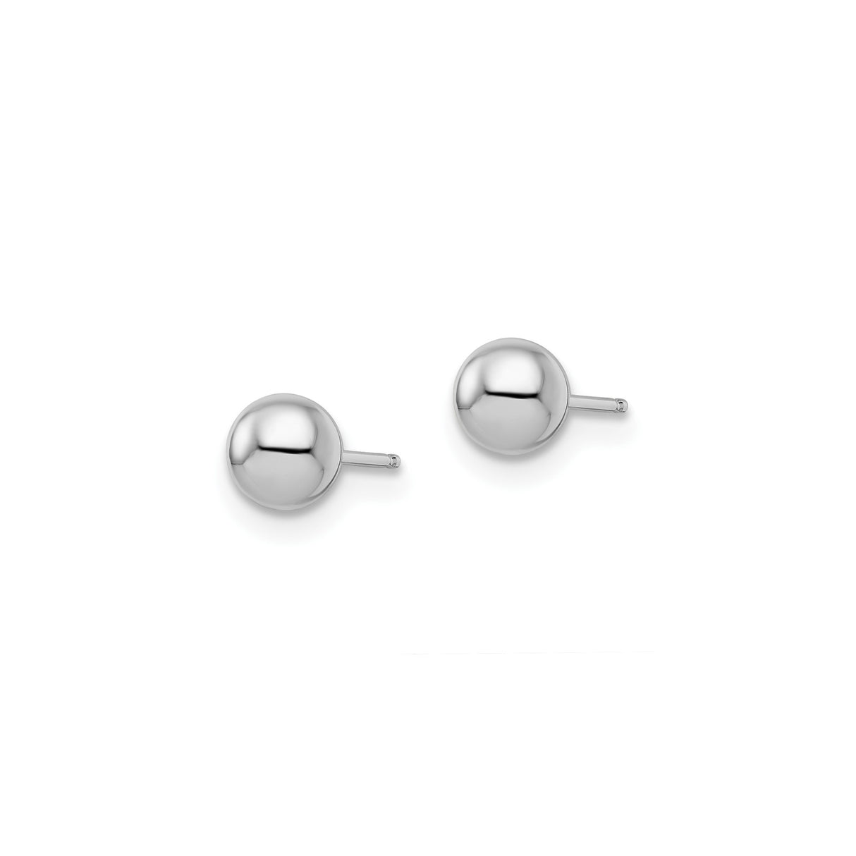 14k White Gold Stud Earrings, Polished Ball Design, Minimalist Sphere Style for Women