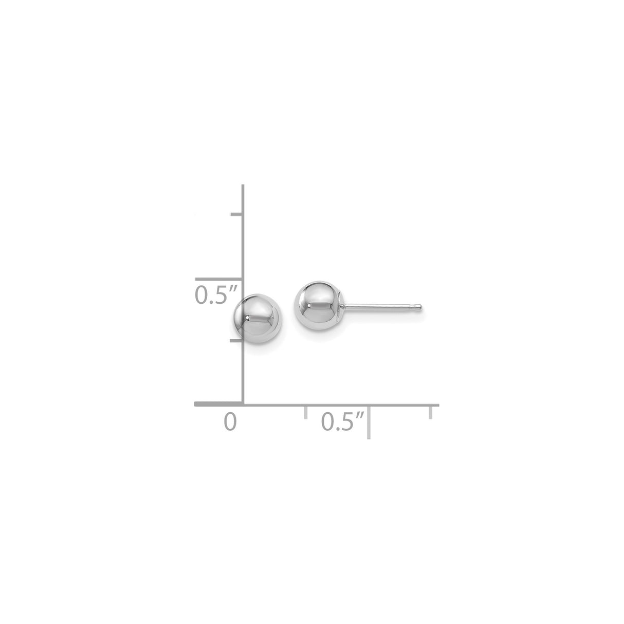 14k White Gold Stud Earrings, Polished Ball Design, Minimalist Sphere Style for Women