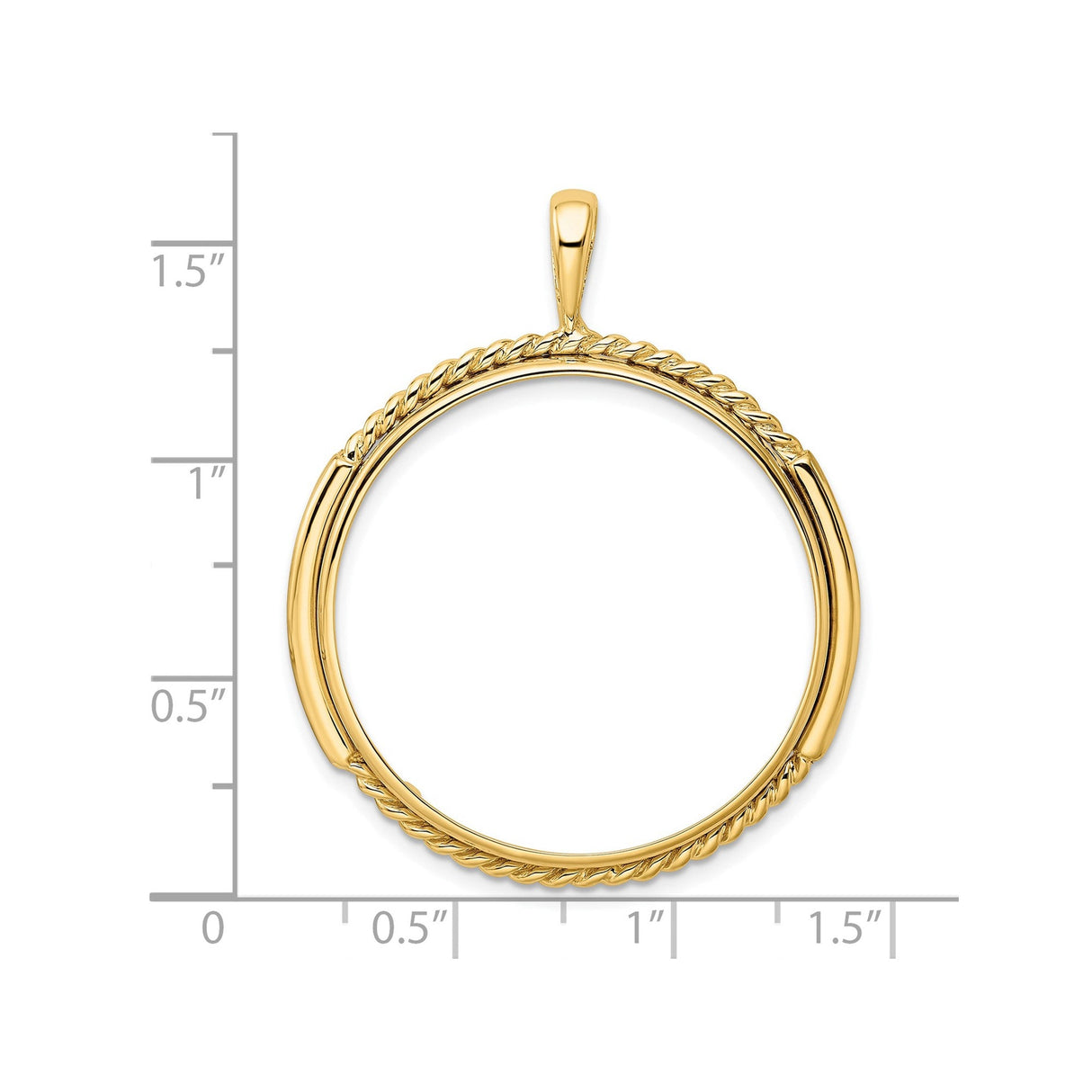 30 mm 14k Yellow Gold coin bezel for 30 mm Coin — size reference (ruler)