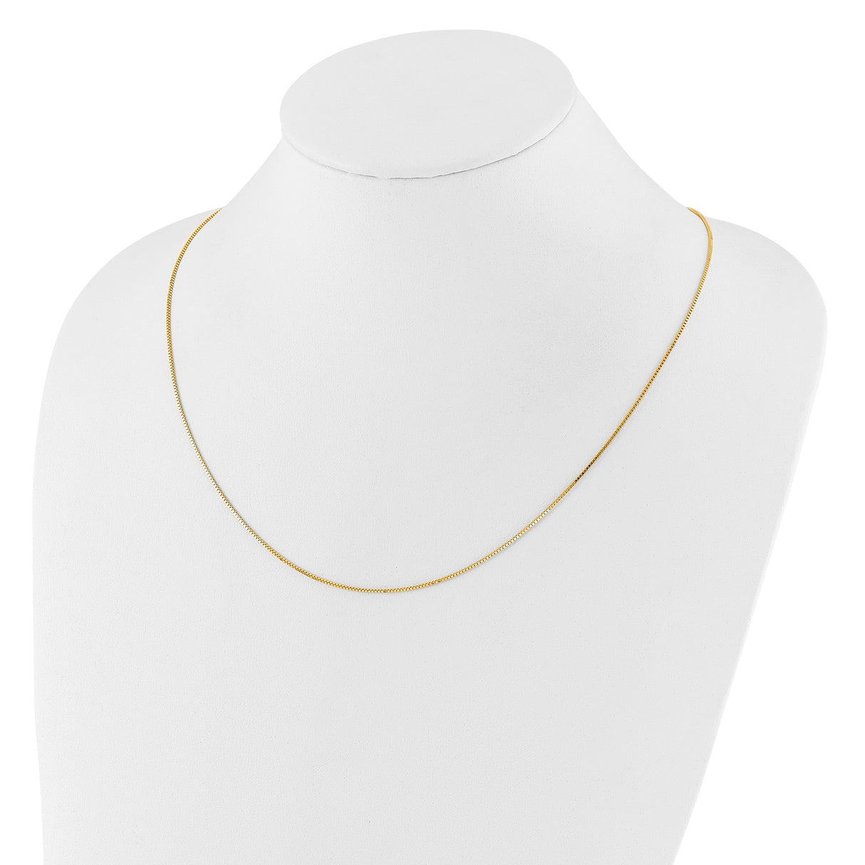 14K Yellow Gold 0.9 mm Box Chain Necklace, Polished detail view