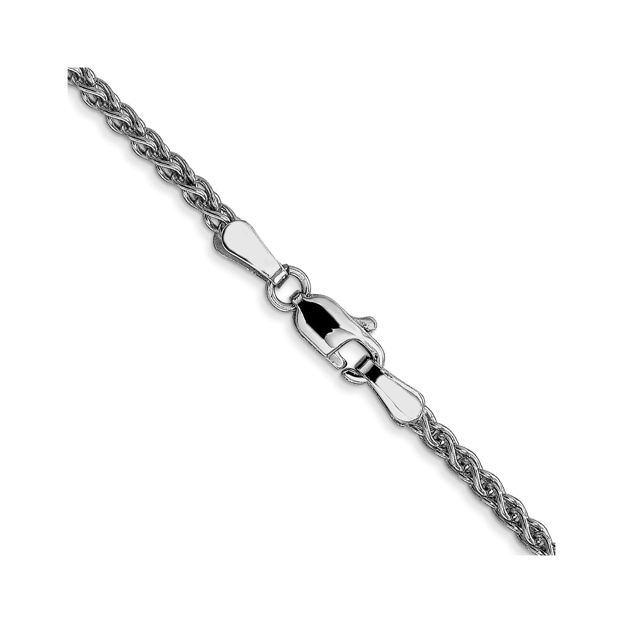 14K White Gold 2.1 mm Polished Chain Necklace, Solid alternate angle