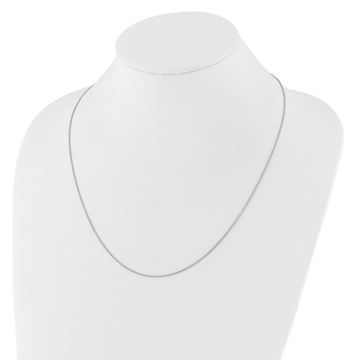 14K White Gold 1 mm Polished Chain Necklace detail view