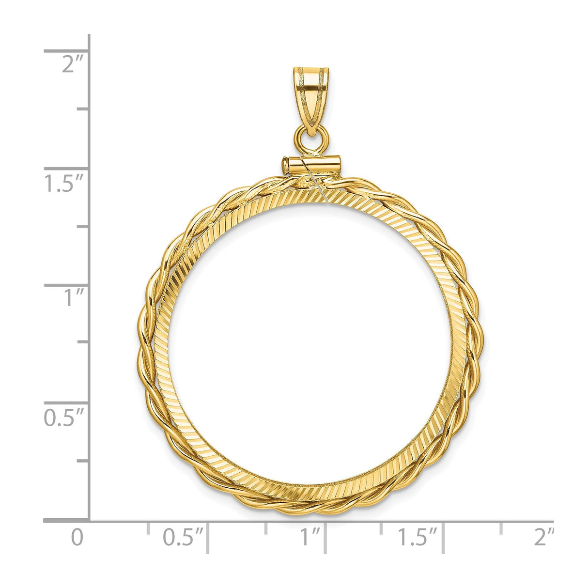 32 mm 14k Yellow Gold coin bezel for 32 mm Coin — size reference (ruler)