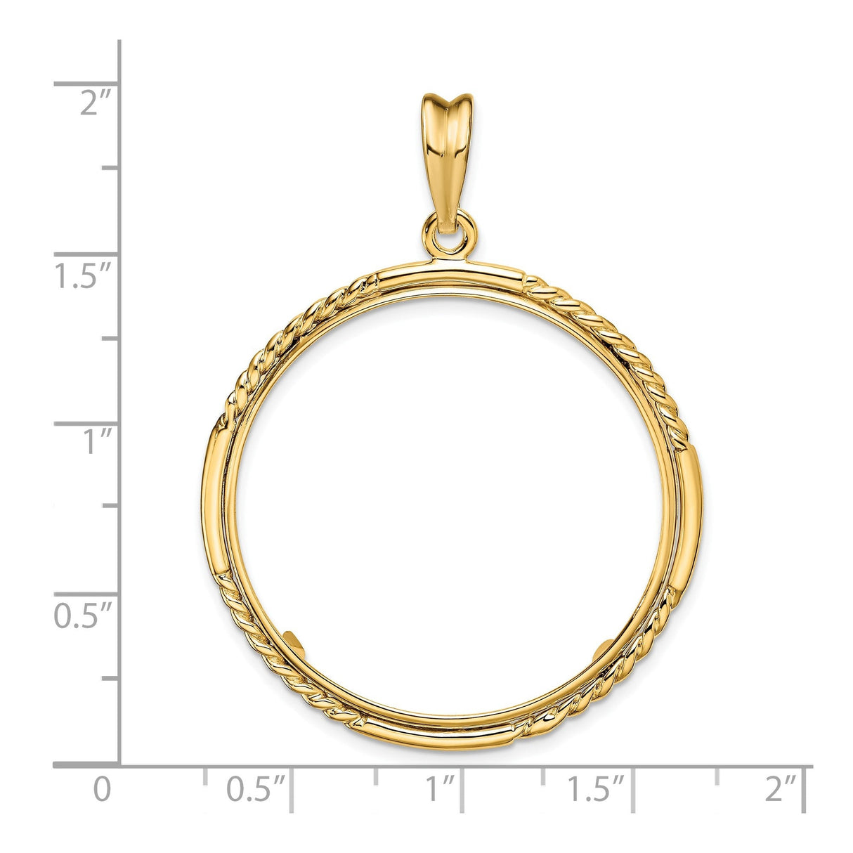 32 mm 14k Yellow Gold coin bezel for 32 mm Coin — size reference (ruler)