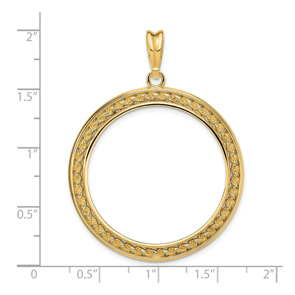 32 mm 14k Yellow Gold coin bezel for 32 mm Coin — size reference (ruler)