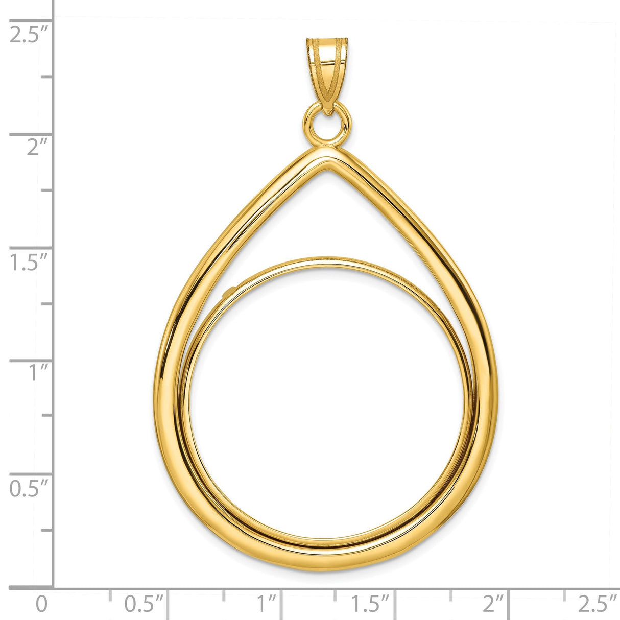32 mm 14k Yellow Gold coin bezel for 32 mm Coin — size reference (ruler)