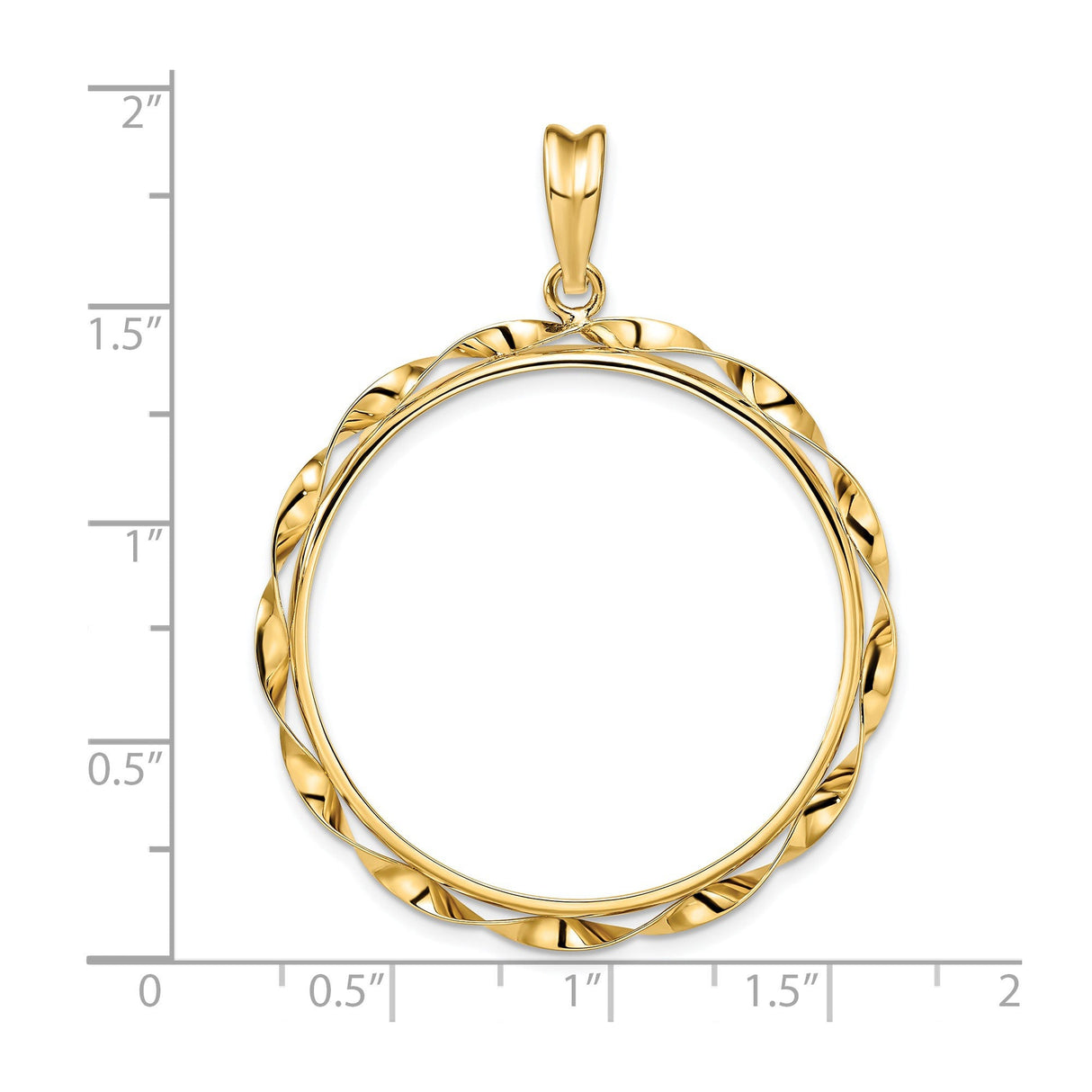 32 mm 14k Yellow Gold coin bezel for 32 mm Coin — size reference (ruler)