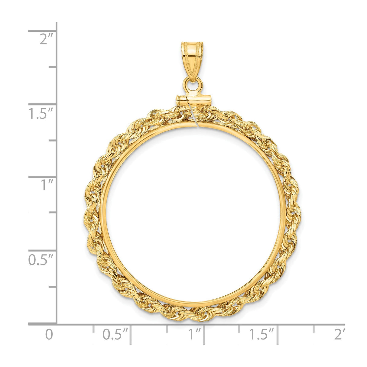 32 mm 14k Yellow Gold coin bezel for 32 mm Coin — size reference (ruler)