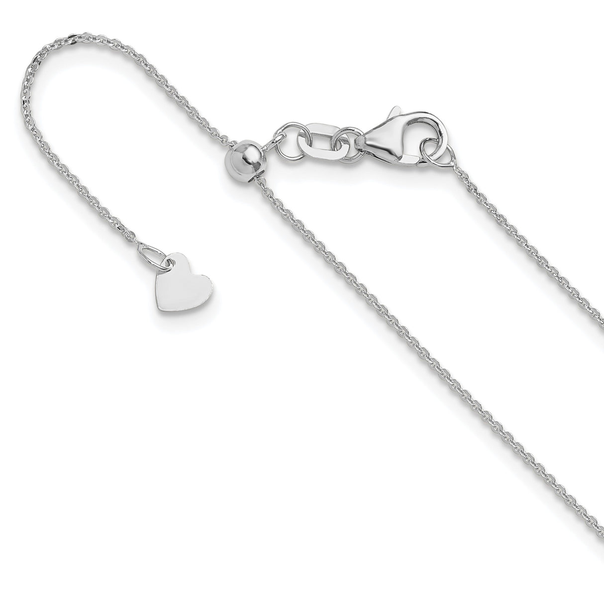 14K White Gold 1.2 mm Polished Chain Necklace detail view
