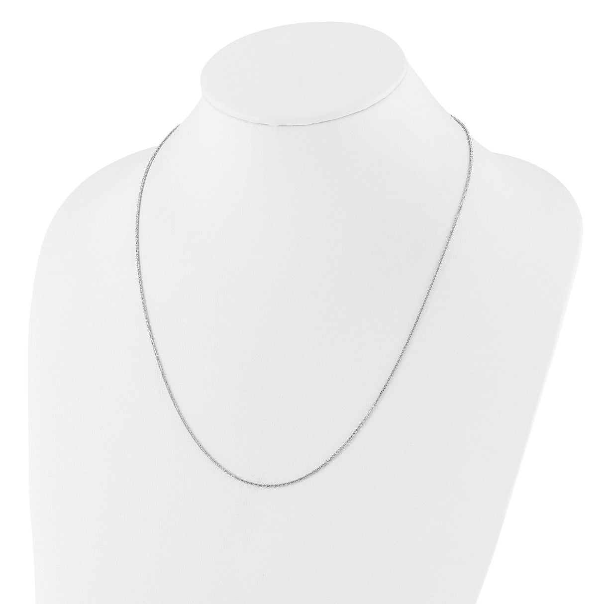 14K White Gold 1 mm Polished Chain Necklace detail view