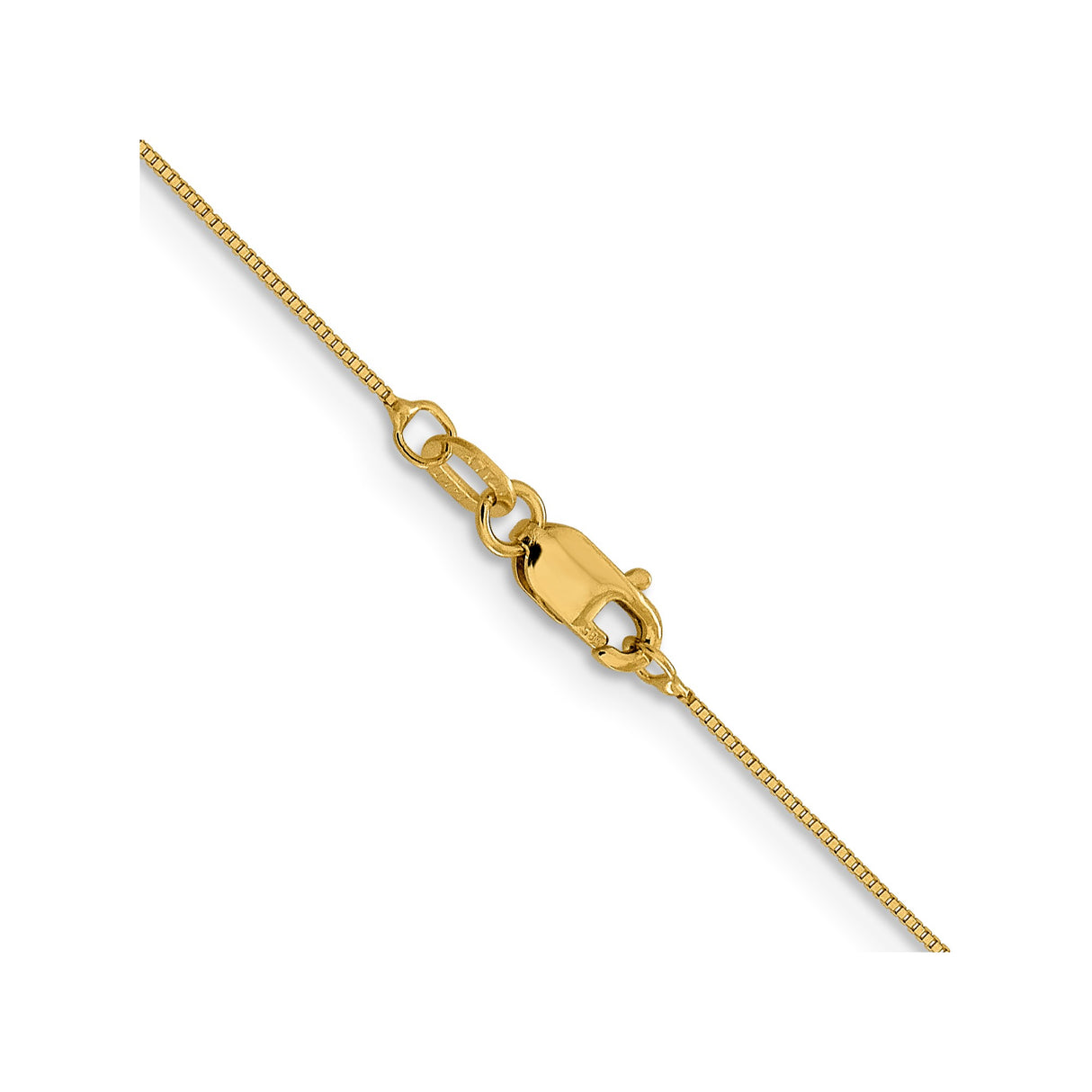 14K Yellow Gold 0.5 mm Box Chain Necklace, Polished alternate angle