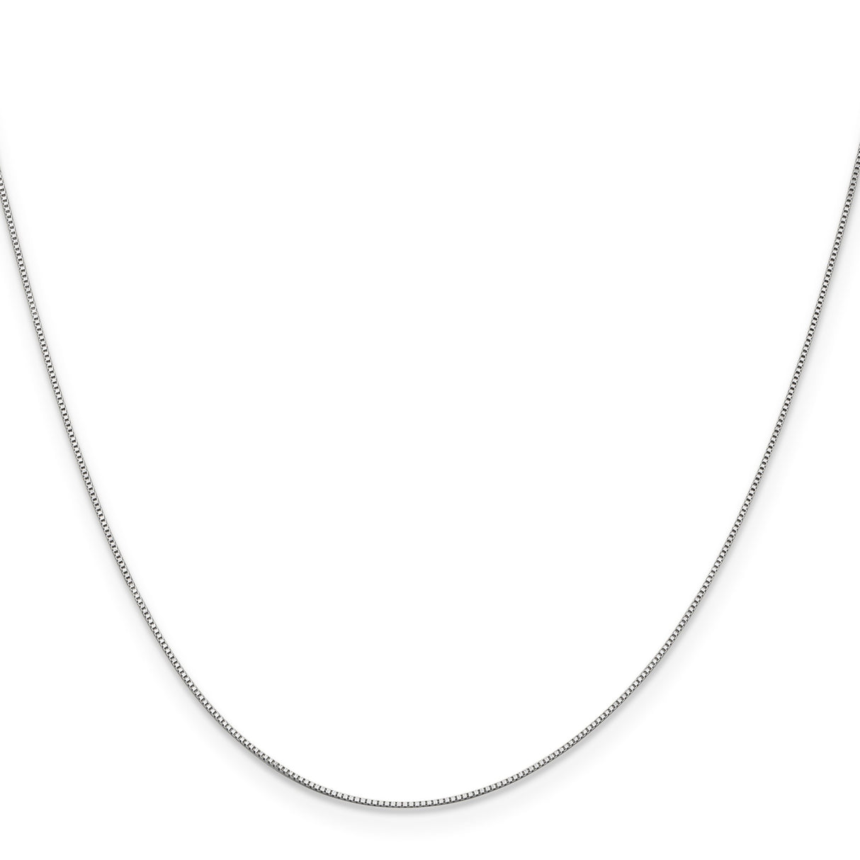 14K White Gold 0.5 mm Box Chain Necklace, Polished
