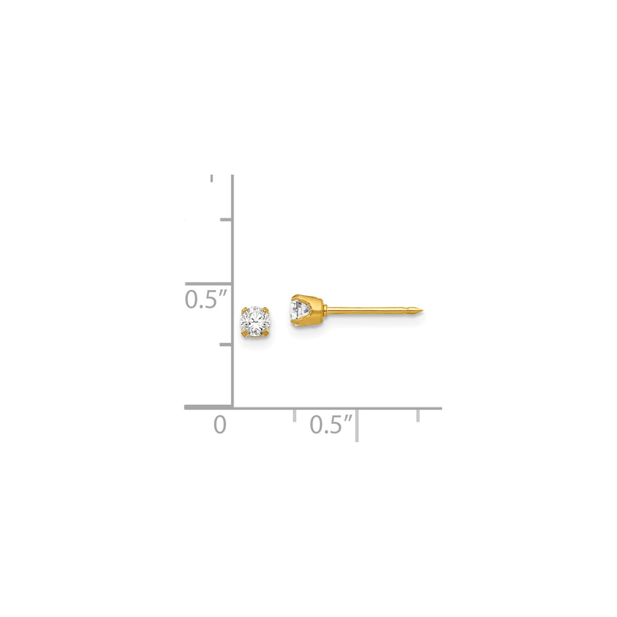 Stainless Steel Stud Earrings with Round-Cut Clear Gemstone, Classic Minimalist Design