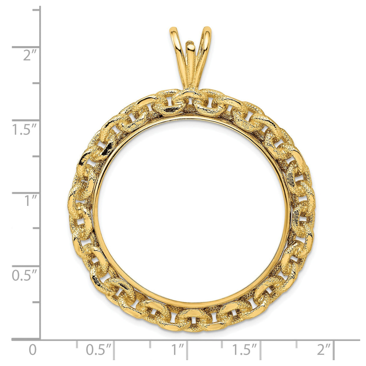 33 mm 14k Yellow Gold coin bezel for 32.7 mm Coin — size reference (ruler)